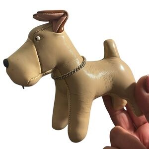 Vintage 1960s Tomi Schnauzer Dog W Collar Leather Stuffed Plush Toy MCM